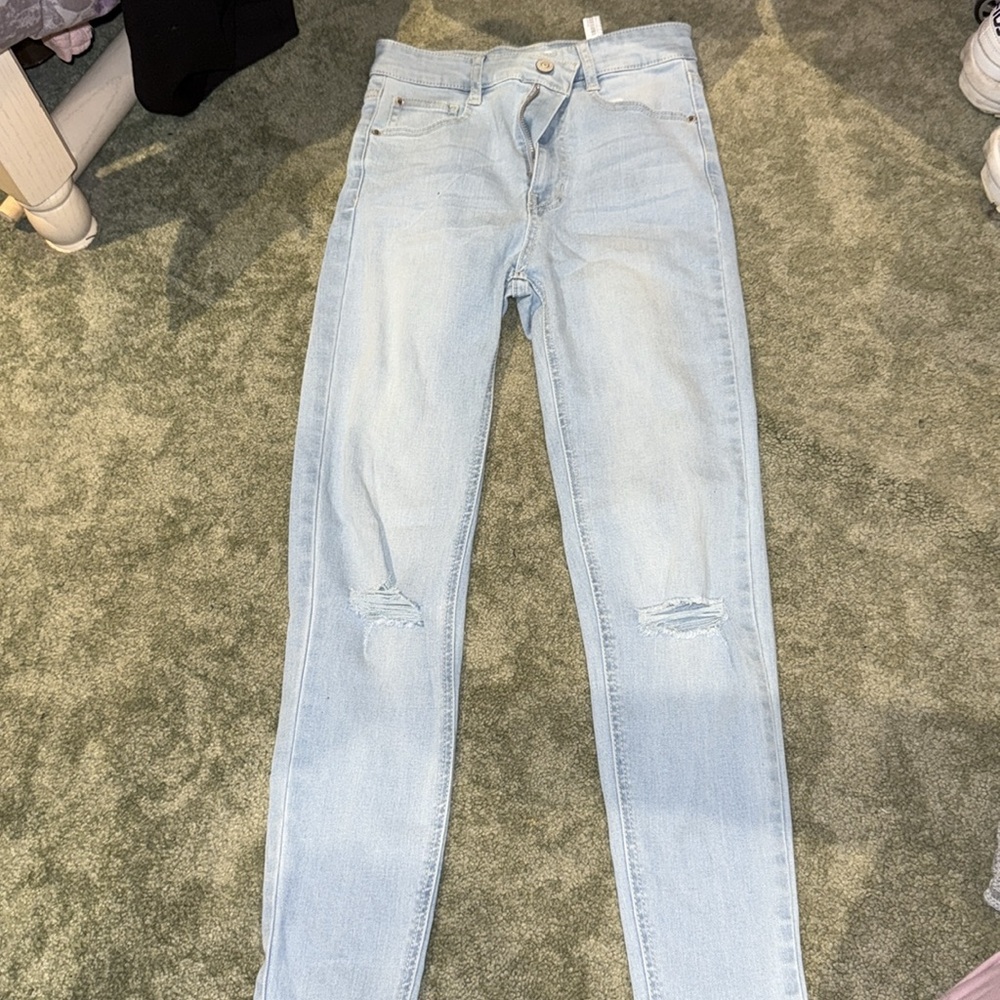 Pull&Bear Skinny High Waist Distressed Jeans